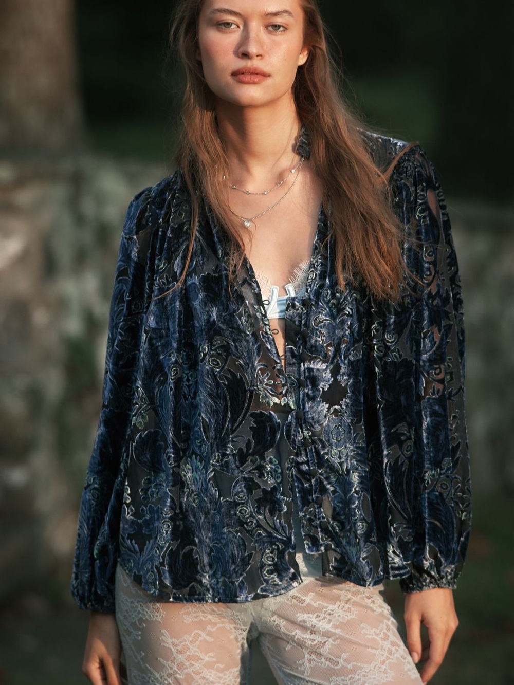 Anthropologie The Estela Burnout Sheer Printed Blouse